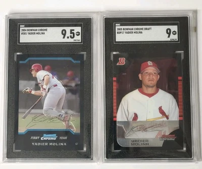 Bowman Chrome 2004 - primer año Yadier Molina #301 (RC) SGC 9,5 05 cromo segundo año Foto 1 de 4