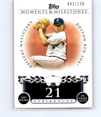 2008 Topps Moments & Milestones 21 ponches Daisuke Matsuzaka #142/150 Foto 1 de 3