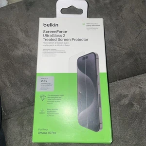 Belkin ScreenForce UltraGlass 2 Treated iPhone 15 Pro Screen Protector - - Photo 1 sur 2