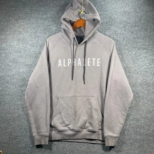 Alphalete Athletics Hoodie Men's Large Gray Embossed Logo Activewear Outdoors - Picture 1 of 10