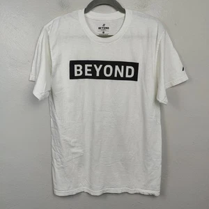 Beyond Clothing Graphic T-Shirt Mens Medium White Black Logo Crewneck Tee - Picture 1 of 5
