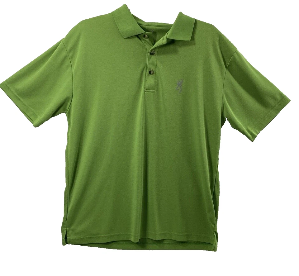 Browning Polo Shirt Mens Medium Short Sleeve Green Casual Deer Logo - Image 1 of 4