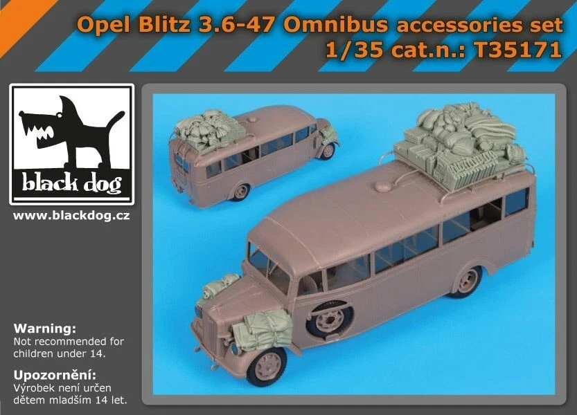 BLACK DOG SET ACCESSORI IN RESINA PER OPEL BLITZ 3.6-47 OMNIBUS 1:35 cod.T35171 - Immagine 1 di 1