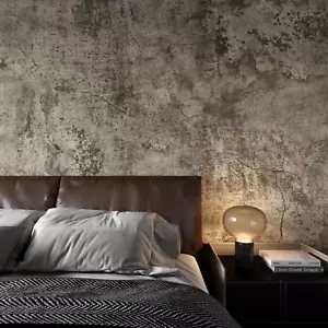 48"×197" Extra Wide Thick Light Brown Grey Concrete Wallpaper Peel and Stick Wat - Picture 1 of 12