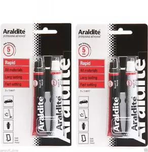 2 X ARALDITE RAPID SUPER STRONG ADHESIVE GLUE 2 PART EPOXY RED QUICK SETTING - Picture 1 of 2