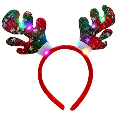 Diadema LED intermitente con luz LED para fiesta orejas de reno astas banda para el cabello Foto 1 de 4