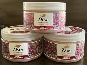 Dove Limited Edition FROSTED CRANBERRY Scent Body Scrub 3.5 oz Lot Of 3 - Picture 1 of 2