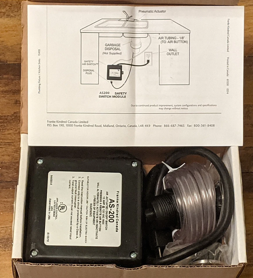 INTERRUPTOR DE AIRE KINDRED AS200 PARA TRITURADORES DE ALIMENTACIÓN CONTINUA - CROMO Y NÍQUEL SATINADO Foto 1 de 4