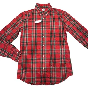 J Crew Crewcuts Shirt Boys 16 Red Plaid Long Sleeve Collared Casual Button Up - Picture 1 of 7