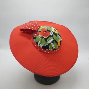 Vintage 1980s Ladies Fancy Hat, Mansfield London, Wide Brim, Red/Floral, Races - Picture 1 of 13