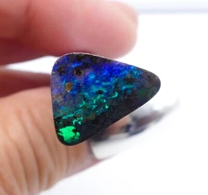 Australian Boulder Opal Solid, Natural Opal, Green, Blue, 14x11mm 3.9ct 11496 - Picture 1 of 5