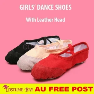AU STOCK Canvas Dance Shoes with Leather Head Ballet Jazz Dance Shoes Split Sole - Bild 1 von 21