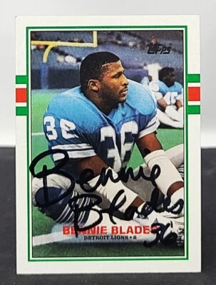 BENNIE BLADES Signed Autograph 1989 Topps Football Card #365 Detroit Lions - Image 1 of 2