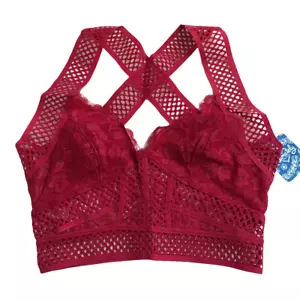 Free People sitzendes hübsches Spitzen-Bralette bauchfreies Trägertop Damen XS rot neu mit Etikett - Bild 1 von 7