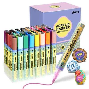 Arrtx 48 Colors Acrylic Paint Pens 3mm Tip Paint Markers Paint Pens - Picture 1 of 7