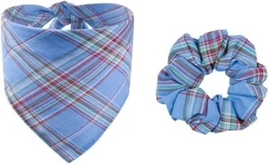 Dog Bandanas Holiday Triangle Dog Scarf for Medium Large Dogs Plaid (Blue) - Picture 1 of 7