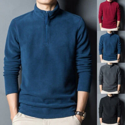 Men's Fleece Pullover Quarter Zip Sweater Warm Winter Heat Active Sweatshirt Top - Image 1 of 4