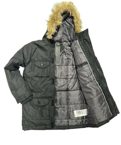 BOYS PARKER COAT PARKER JACKET BLACK WINTER COAT - Picture 1 of 5