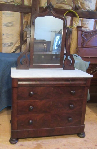 Boston Empire marble top chest with mirror Cover