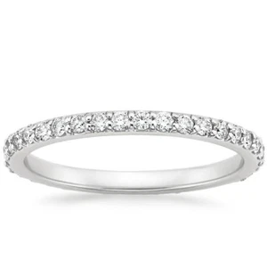 Damen 1/4 kt echter Moissanit Jahrestag Ehering Ring 14 K Weißgold vergoldet - Bild 1 von 5