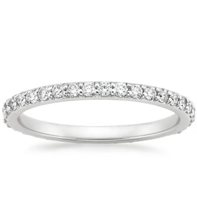 Ladies 1/4ct Cubic Zirconia Anniversary Wedding Band Ring 14K White Gold Plated - Image 1 of 4