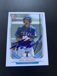 Nick Williams Signed 2014 Bowman Draft #TP-70 Card Texas Rangers Autograph COA - Picture 1 of 2