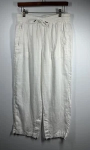 Athleta Cabo Leinen Hose weites Bein weiß Gr. 8 weiß Reißverschlusstaschen Strand Küste - Bild 1 von 10