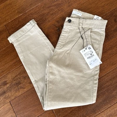 NUEVO ZARA Niños Niños Chino Beige/Tostado Pantalones - Talla 11-12 Ajustados Foto 1 de 4