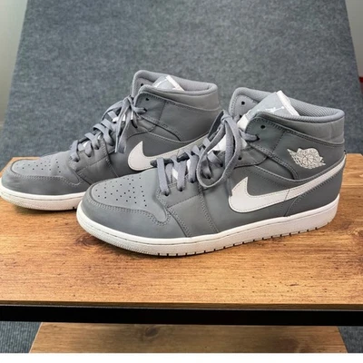 Nike Air Jordan 1 Mid Cool Gris Blanco Para Hombre Talla 13 Retro Estilo Original 554724-078 Foto 1 de 4