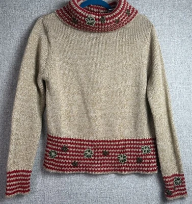 Suéter Cuello Capucha Rojo Marrón Otoño Floral Bug Moda Años 90 Y2K De Colección M/L Foto 1 de 4