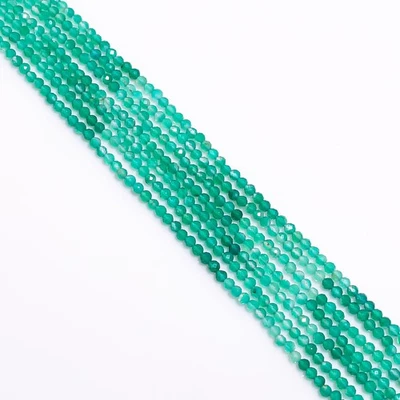 Cuentas micro facetadas redondas de piedras preciosas de ónix verde natural 2,5-3 mm hilo 12,5" 86 Foto 1 de 2