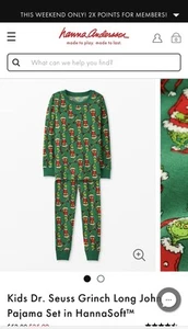Hannah Andersson Kids Grinch Long John Pajama Set in HannaSoft Size 12 NEW NWT - Picture 1 of 9