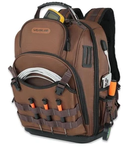 WELKINLAND-70Pockets Heavy-DutyTool Backpack, Hard Bottom Tool Bag - Picture 1 of 11