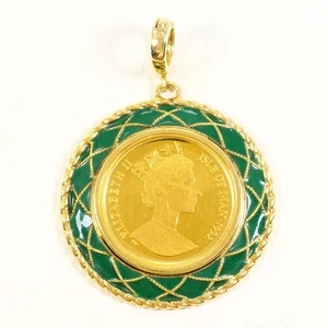 Isle of Man Cat 1/10oz 24K Yellow gold 18K Enamel Pendant topFree shippingUsed - Picture 1 of 4