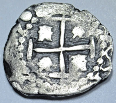 1656 One Year Type Philip IV Spanish Bolivia 1/2 Reales Genuine 1600s Pirate Cob - Image 1 of 2
