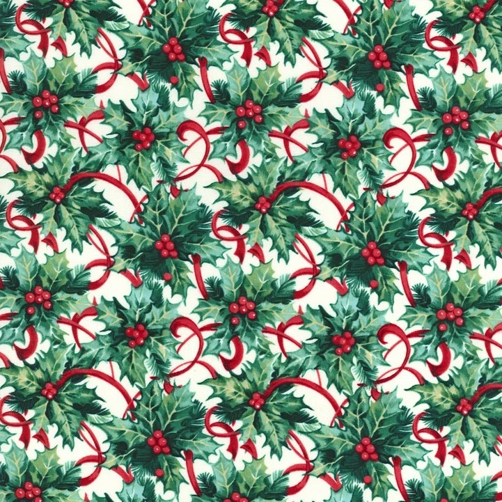 Fat Quarter Happy Holly Day Christmas Cotton Quilting Fabric - Image 1 of 1