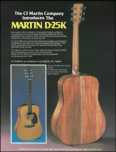 Guitarra Acústica CF Martin D-25K Madera Koa 1980 anuncio 8 x 11 impresión publicitaria - Imagen 1 de 3