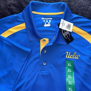 New UCLA Bruins Mens Shirt Large Collar Shirt Champion Elite Polo Blue NCAA - Picture 1 of 7