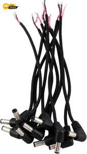 10 x Spina Jack maschio canna angolo retto alimentazione DC con filo PC FAI DA TE 5,5 x 2,1 mm - Foto 1 di 12