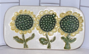 Vintage Bennington Pottery Tile Trivet Plaque 1576 SUNFLOWERS 1970s - Picture 1 of 5