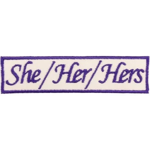 Feminine Female Pronouns She / Her / Hers Patch - Made in USA - LGBT Pride Patch - Picture 1 of 8
