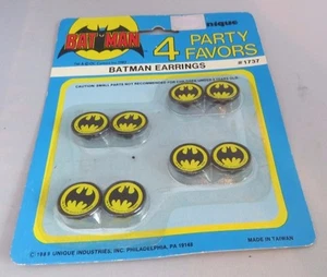"Pendientes"" vintage 1989 Batman Party Favor sin usar en paquete (4 pares) - Imagen 1 de 4