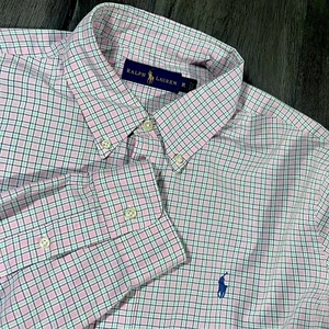 Polo Ralph Lauren Shirt Mens XL Pink Tartan Plaid Blue Pony L/S Modern Preppy - Picture 1 of 8