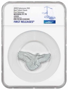 2020 Solomon Islands Hunters Sky Red Tailed Hawk 1 oz Silver Rev $2 NGC PF70 🦅 - Picture 1 of 2