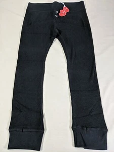 POOF Girl's Black High Rise Faux-Snap Back-Pocket Thermal Textured Leggings sz L - Picture 1 of 12