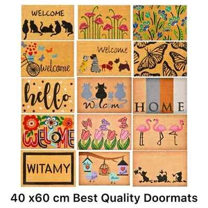 Non Slip Natural Coir Door Mat Doormats Welcome Indoor Outdoor Home Garden Mats - Picture 1 of 25