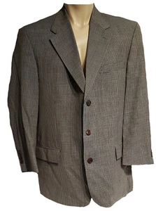 Nautica Men's Sport Jacket Coat 44 R Houndstooth 100% Worsted Wool Beige Blue - Picture 1 of 9