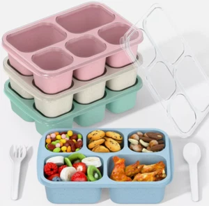 Caja de almuerzo para adultos Bento paquete de 4 contenedores de preparación de comidas reutilizables de 5 compartimentos - Imagen 1 de 13