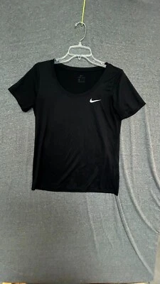 Nike Dri Fit T-Shirt Womens Medium Black Swoosh Round Neck Short Sleeve Pullover - Image 1 of 4