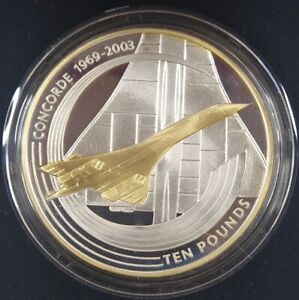 2003 Concorde 5 oz silver £10 coin. Issued by Royal Mint for Jersey